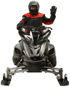 Snowmobiler hand signal for a right turn
