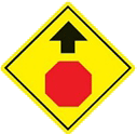 Stop ahead snowmobiling sign