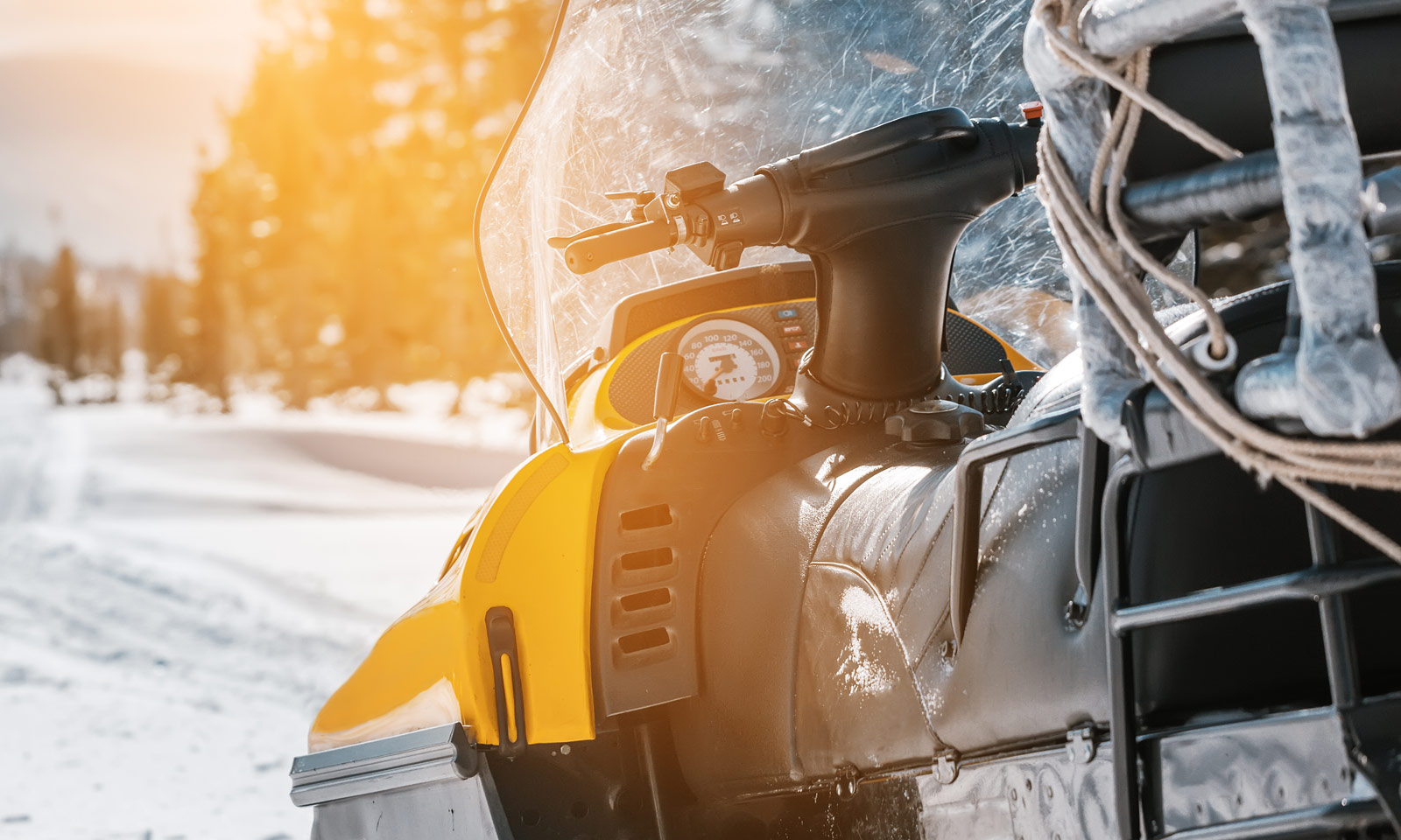 Snowmobile console in the sunlight