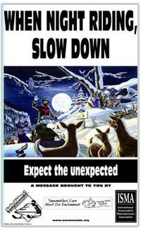 Snowmobiling at night poster