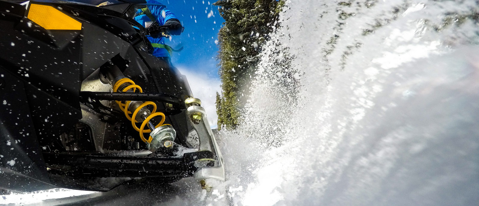 Snowmobile skis on snow